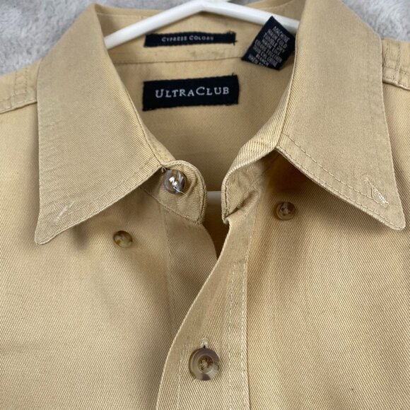 BMW Embroidered Shirt Large Tan UltraClub Button-Down 100% Cotton BMW Casual - Picture 7 of 10